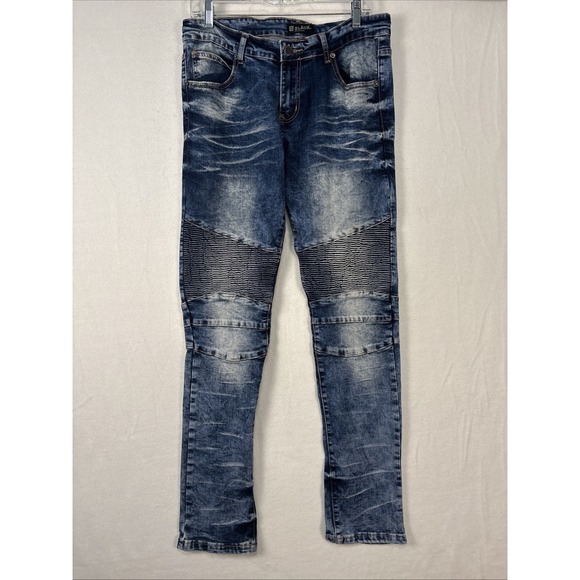 Black Premium Mens Blue Acid Wash Denim Jeans Size 31 x 29 K1304 - Picture 1 of 16